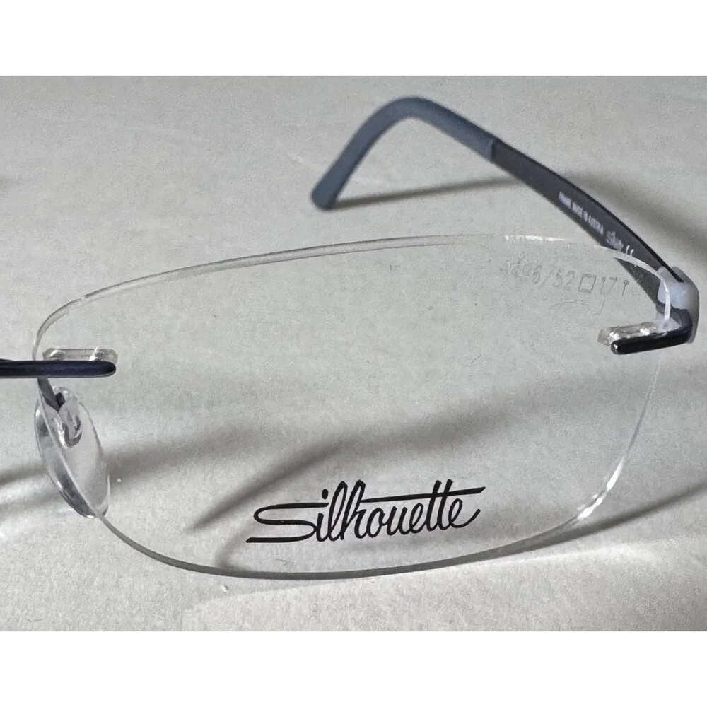 Silhouette Rimless Eyeglasses Frames Only Blue Arms 4496 40 52-17 130 5452 6059
